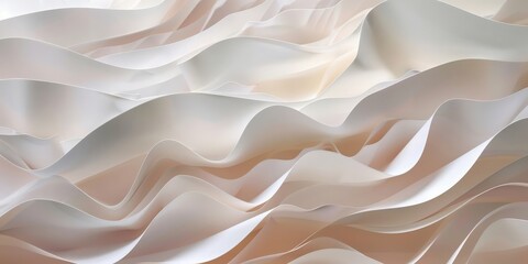 Fototapeta premium Abstract White Silk Fabric Rippling Waves Texture Background 