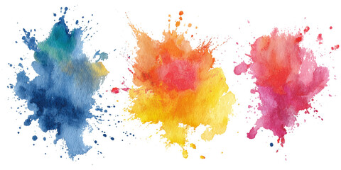 Fototapeta premium Colorful watercolor paint splatter design set. artistic brush strokes rainbow watercolor bundle and vibrant vector illustration background.