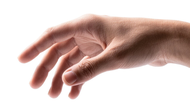 Human hand with extended index finger and slightly curved palm