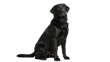 Black Labrador Retriever dog sitting attentively, isolated on transparent background © Sorin