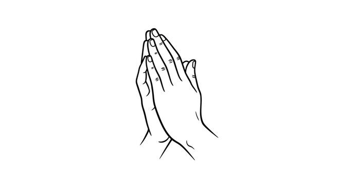 Praying Hands Line Art Illustration