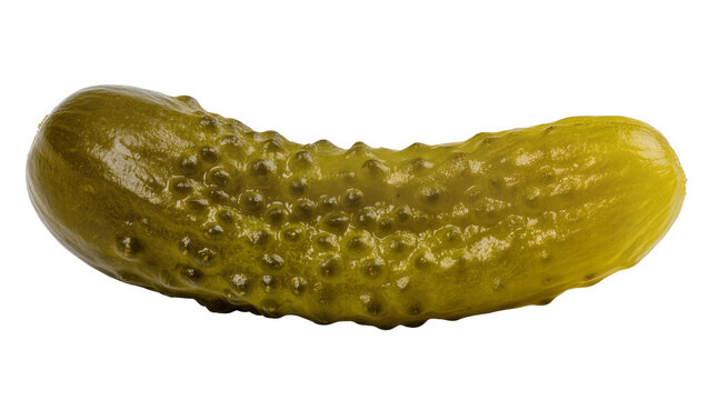 Green bumpy pickle with textured skin, isolated on transparent background