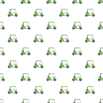 Golf cart vehicles creating a repeating pattern for sports and leisure themes