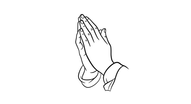 Praying Hands Line Art - Symbol of Faith, Hope, and Spirituality