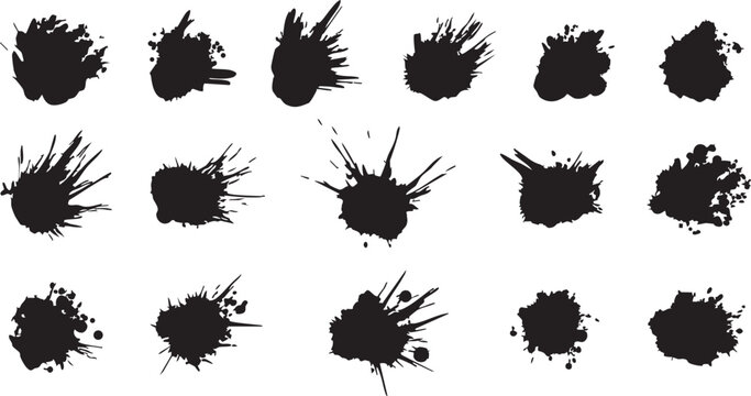 Black ink splatter explosion with sharp spiky edges in abstract design