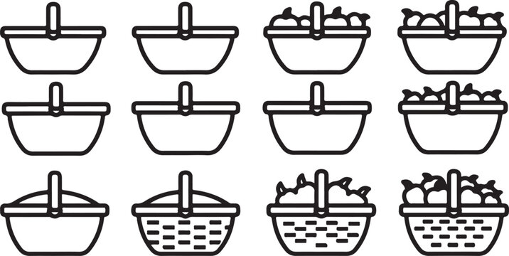 Vector icons of different types of cups with coffee beans and steam Vector