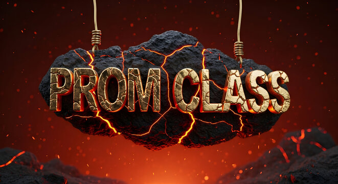 Prom class text on a sparkling black cloud