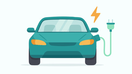 Electric car charging illustration with lightning bolt and power plug © ColorAsia