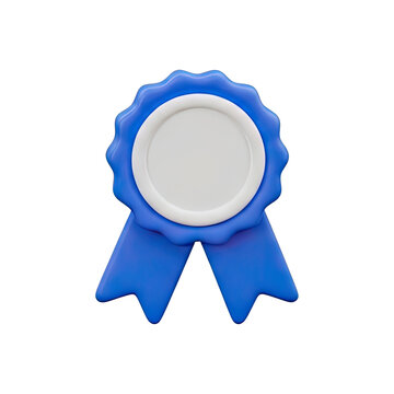A blue rosette with a white center is attached to a blue ribbon. The rosette has a circular shape with a png transparent and a blue border.