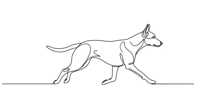 Continuous Line Drawing of a Dog Running
