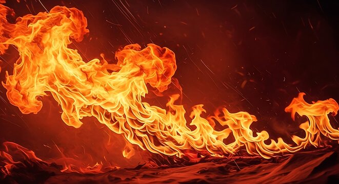 Intense flames a fiery display of burning embers and glowing heat
