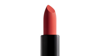 Fototapeta premium Coral red lipstick with black casing, isolated on transparent background
