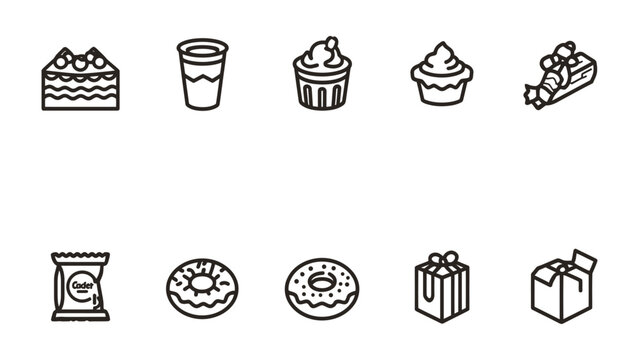 Dessert Delights: A collection of tantalizing dessert icons, each a miniature masterpiece of culinary art, inviting you to savor the sweet moments of life.