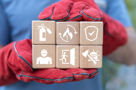 Concept of smart industrial automatic fire control extinguisher system. Fire extinguishing system.