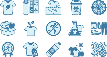 Fototapeta premium Biodegradable running apparel icon set for athletes