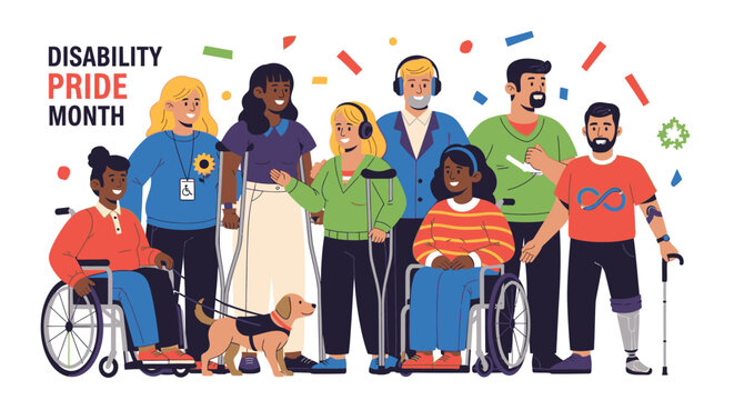 People with disabilities celebrate Disability Pride Month together outdoors