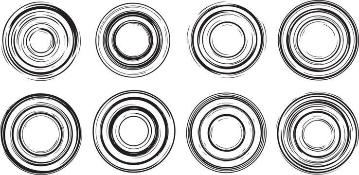 Black and white concentric circle vector seamless pattern Vector