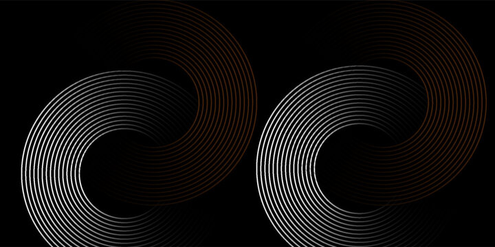 Abstract grey and red circle line vector on dark background. Modern simple overlap circle lines texture creative design. Suit for poster, cover, banner, flyer, brochure, presentation, website