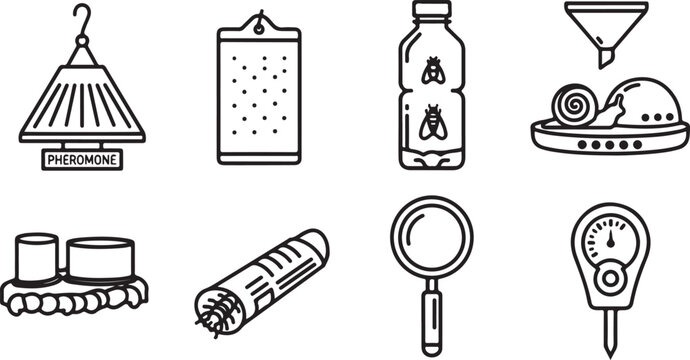 Stylized vector icons of moth pheromone trap products Vector
