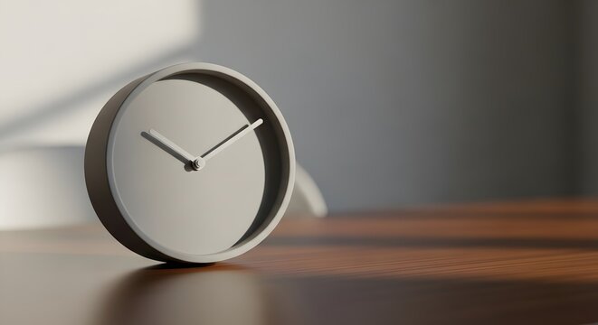 Minimalist gray clock, modern timekeeping device, elegant home decor element
