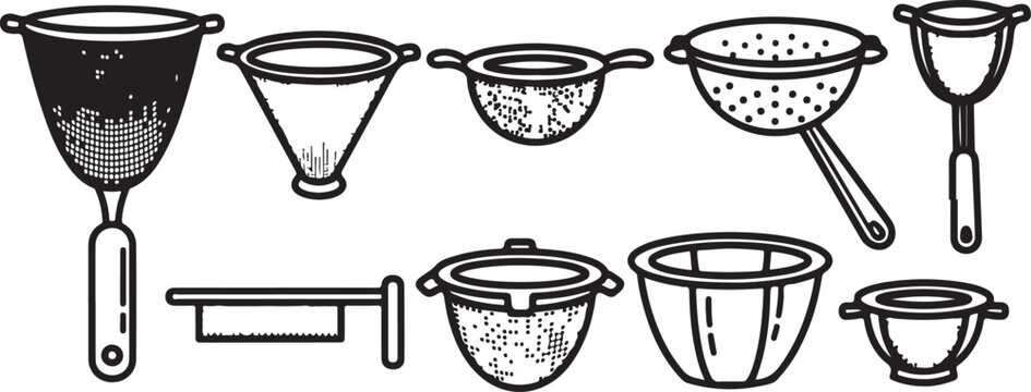 Line art icons set of coffee cups and mugs vector illustration Vector
