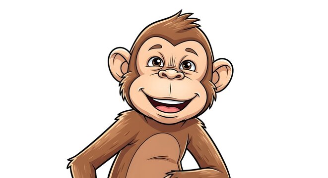 Cute cartoon monkey with a big smile and expressive eyes.