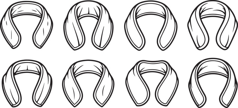 Curved ribbon bows line art vector illustration Vector