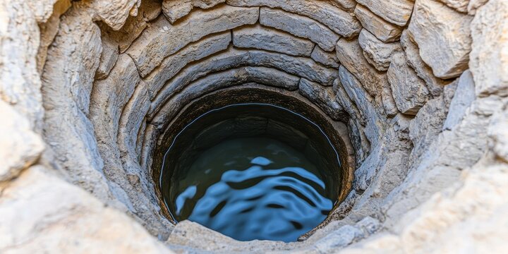 Exploring the depths of history ancient stone well rural location nature photography rustic environment eye-level view timeless concept