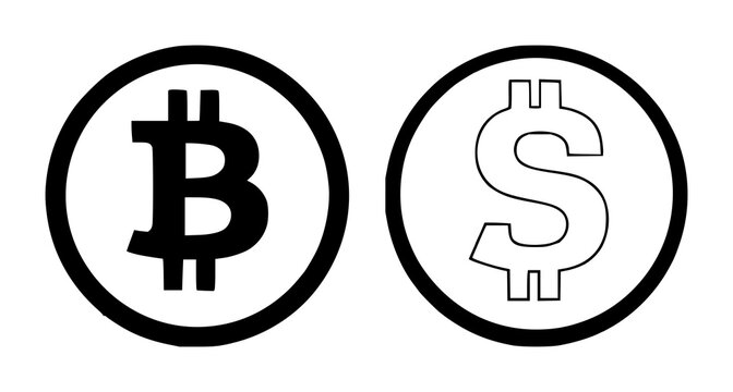 Stablecoin dollar coin symbol set with solid black icon on white background featuring stablecoin, currency, bitcoin, cryptocurrency with vector and illustration