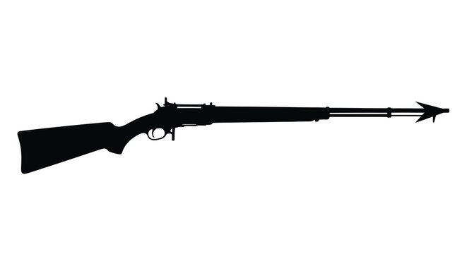 Rifle silhouette on a white background black and white firearm