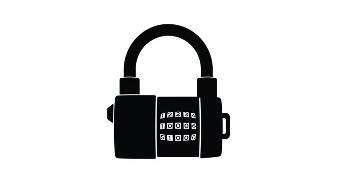 Combination padlock silhouette on a white background
