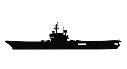 Aircraft carrier silhouette against a white background © SUMU