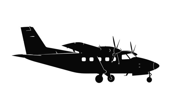 Airplane silhouette on a white background small single engine plane