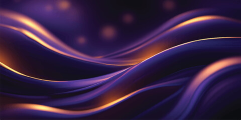 Fototapeta premium Abstract purple waves with golden glowing lines and soft bokeh light background light trails abstract background futuristic technology illuminated tranquil backdrop wallpaper definition