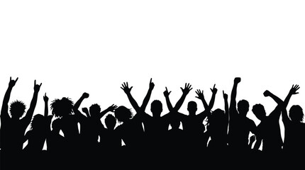 Silhouette happy young group party people together dancing, cheering crowd dance to the music at musical concert – stock vector