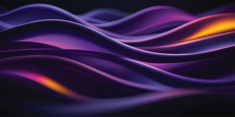Fototapeta premium Abstract 3D rendered waves with purple pink orange light reflections abstract background futuristic technology tranquil backdrop wallpaper illuminated undulations colorful immersive