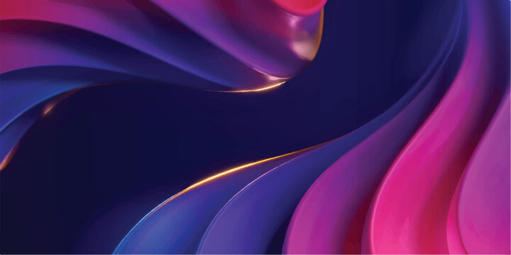 Colorful abstract background with intertwined blue purple pink fluid waves and golden edge highlights liquid art abstract background highlight wallpaper futuristic backdrop creative