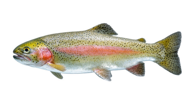 Colorful Rainbow Trout Fish Swimming Side View