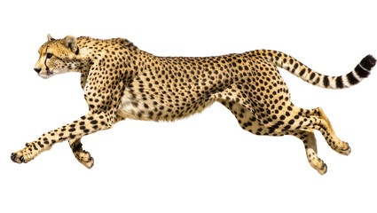 Spotted Cheetah Running Sideways with Extended Legs and Tail © Andrei