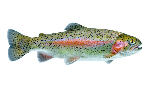 Rainbow trout fish with spotted scales and golden fins