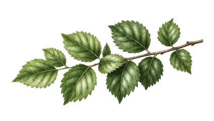 Green Birch Branch with Serrated Leaves and Brown Twig © Andrei