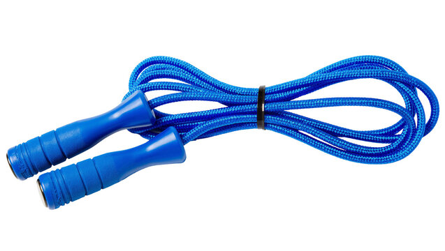 Blue Braided Skipping Rope with Rubber Handles