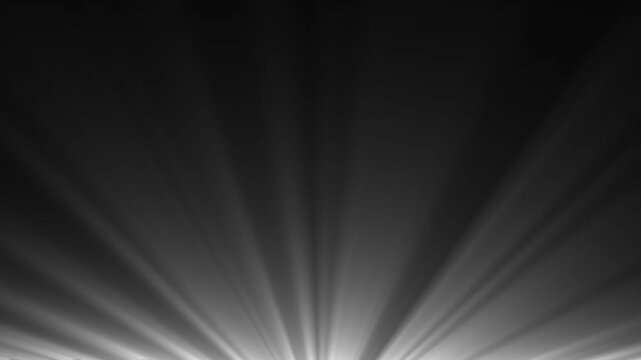Abstract monochrome light rays background, glowing sunburst effect, cinematic volumetric lighting overlay