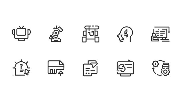 Digital Icon Array: A collection of meticulously crafted digital icons representing technology, industry, and information, presented in a clean and modern style.