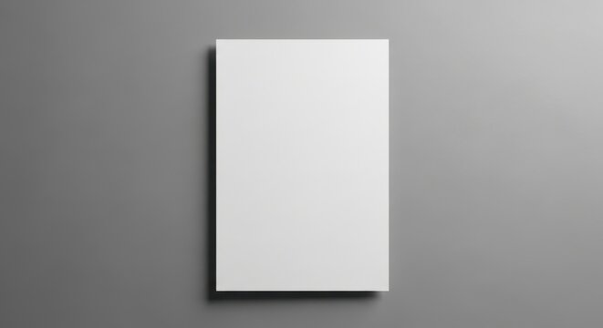 Blank white vertical flyer or magazine cover mockup on a solid gray background