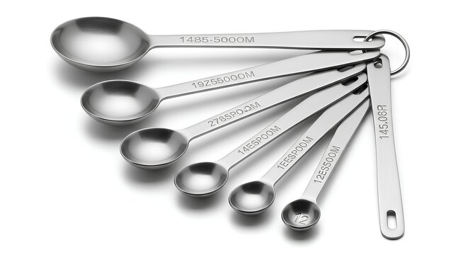 Stainless Steel Measuring Spoons Set on White Background