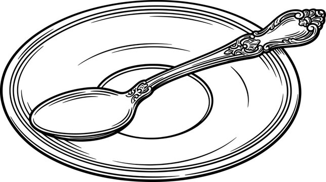 Fancy teaspoon placed on a ceramic saucer