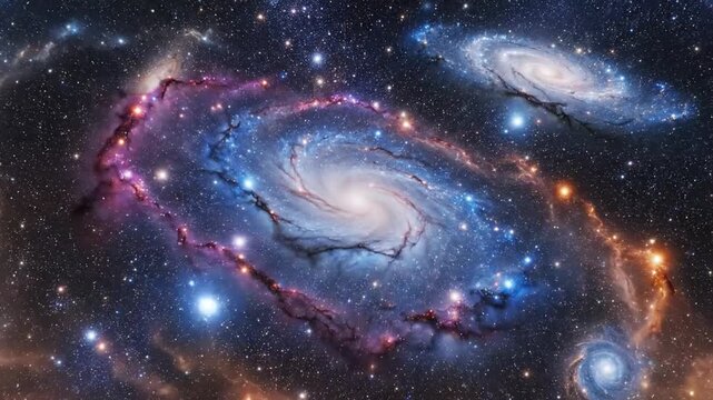 Vibrant Galaxies Swirling in Deep Cosmic Space