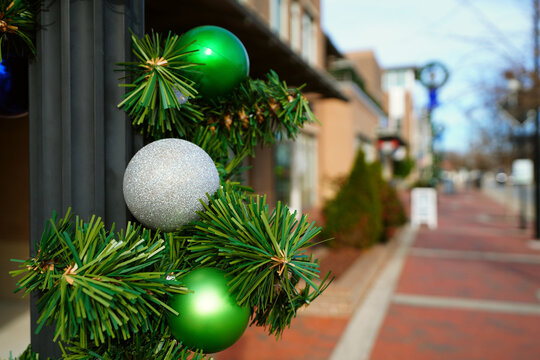 Downtown Holly Springs decorated for Christmas , in Wake County North Carolina