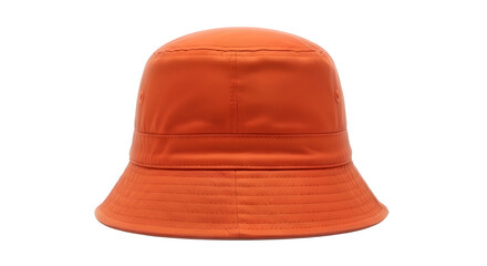 Fototapeta premium Orange cotton bucket hat isolated on white background, vibrant summer sun hat for outdoor travel, casual streetwear headwear accessory